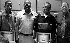 Seen here during the certification hand-over are from left to right: &#8211; Calvin Motlhankana, Kenny Sinyinza (section engineer), Cosmos Letlole and Gordon van der Merwe (training officer &#8211; RBF)